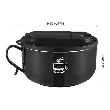 1000ml Travel-Ready Insulated Stainless Steel Bowl with Lid - Ideal for Noodles, Soups, and Salads - Très Elite