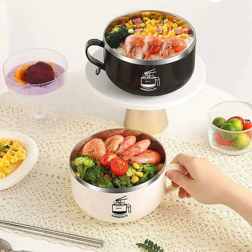 1000ml Travel-Ready Insulated Stainless Steel Bowl with Lid - Ideal for Noodles, Soups, and Salads - Très Elite