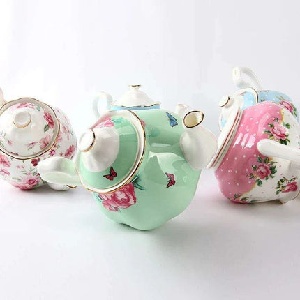 Chic Floral Bone China Teapot - Ideal for Elegant Tea and Coffee Service