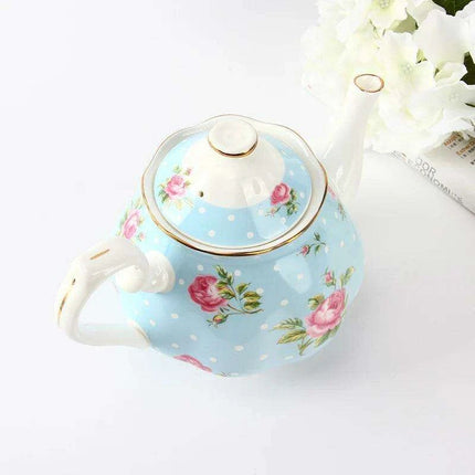 Chic Floral Bone China Teapot - Ideal for Elegant Tea and Coffee Service