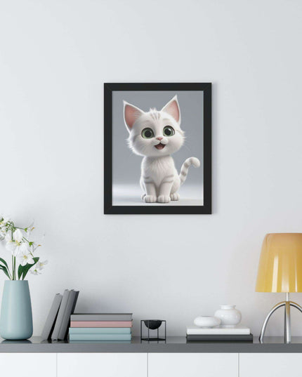 Elegant Feline Vertical Art Poster - Eco-Friendly Framed Design