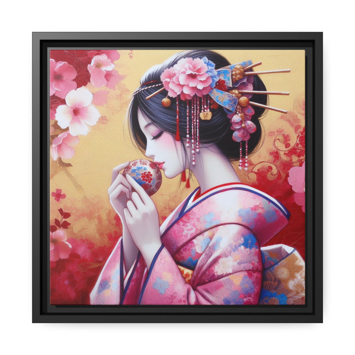 Japanese Elegance: Sustainable Canvas Art with Black Pinewood Frame