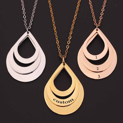 Peekaboo Studio Personalized Stainless Steel Water Droplet Pendant Nec