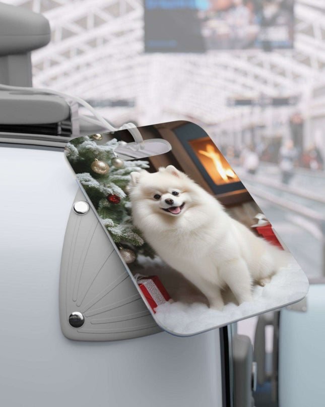 Festive Puppy Travel Tags for Holiday Adventurers