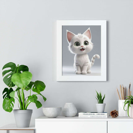 Elegant Feline Vertical Art Poster - Eco-Friendly Framed Design