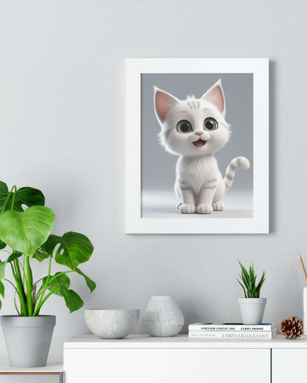 Elegant Feline Vertical Art Poster - Eco-Friendly Framed Design