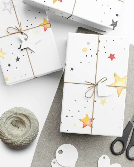Personalized Luxe Pink Star Holiday Wrapping Paper - Eco-Friendly Premium Quality