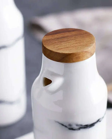 Marble Ceramic Oil and Vinegar Sauce Pot Dispenser