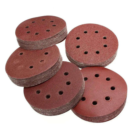 125mm Premium Sanding Discs Set - 100 Assorted Grits with 8-Hole Design for Polishing and Buffing