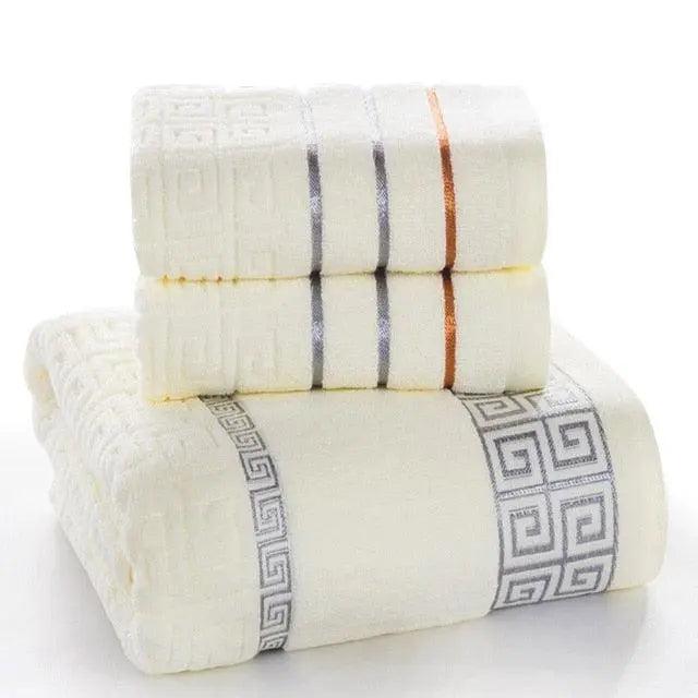100% Cotton Quick-Dry Towel Set - Face, Hand, Bath - 3pcs - Très Elite