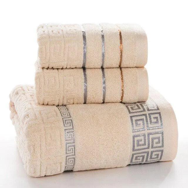 100% Cotton Quick-Dry Towel Set - Face, Hand, Bath - 3pcs - Très Elite
