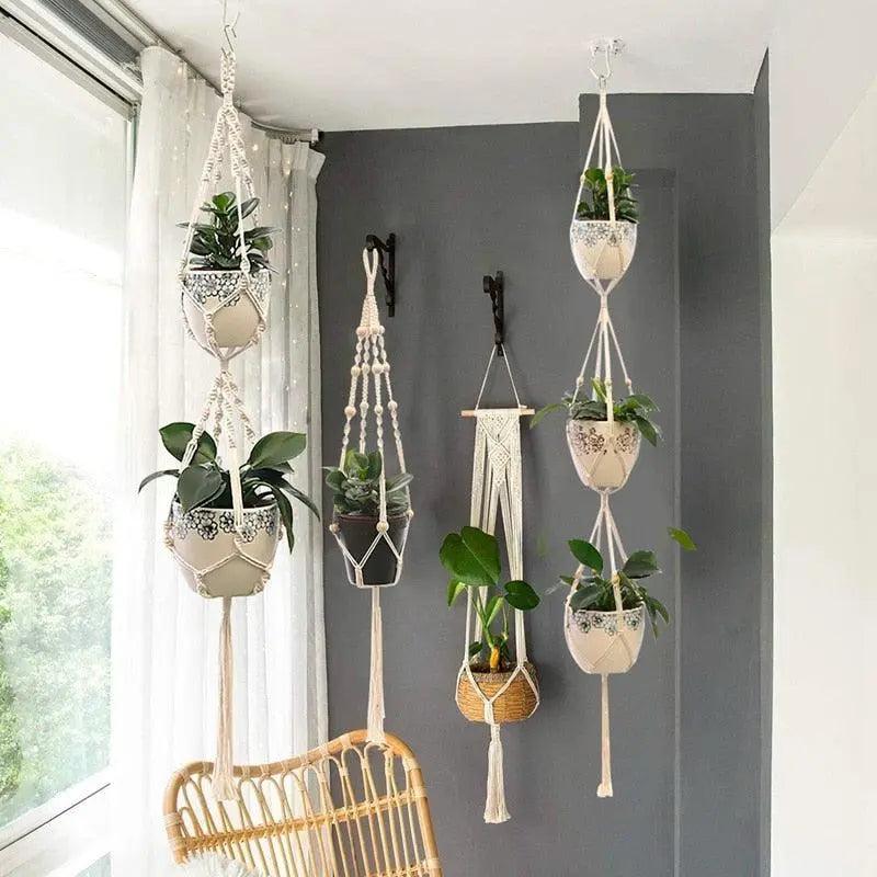 100% Handmade Macrame Plant Hanger Flower /Pot Hanger For Wall Decor - Très Elite