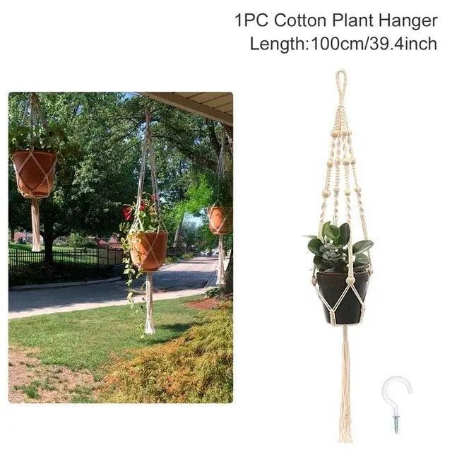 Rattan Macrame Plant Hanging Basket for Wall Decor