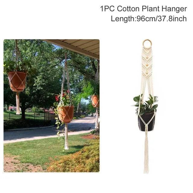 Bohemian Rattan Macrame Plant Hanger with Handcrafted Charm