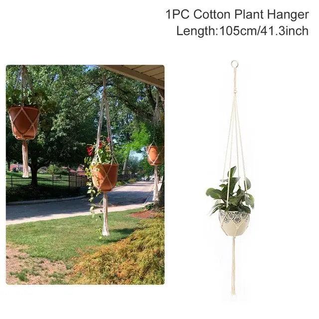 Boho Chic Hand-Woven Rattan Plant Holder with Artisanal Flair