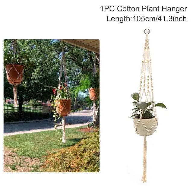 Boho Chic Hand-Woven Rattan Plant Holder with Artisanal Flair