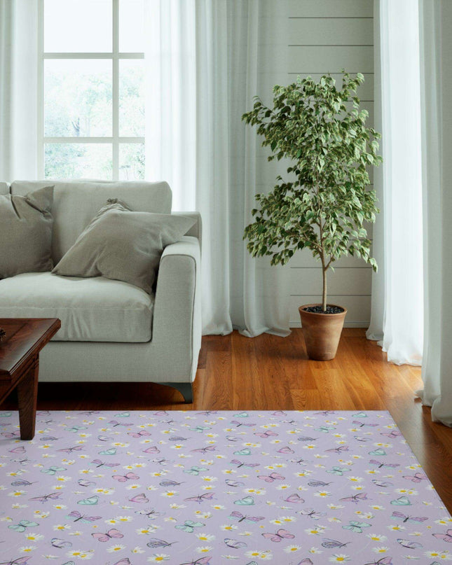 Elegant Poppy Floral Area Rug in Purple - Soft, Non-Slip, Multiple Sizes Available