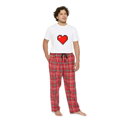 Elegant Valentine Red Heart Tartan Luxe Cotton Pajama Set for Men