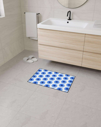 Elegant Blue Daisy Anti-Skid Luxe Area Rug