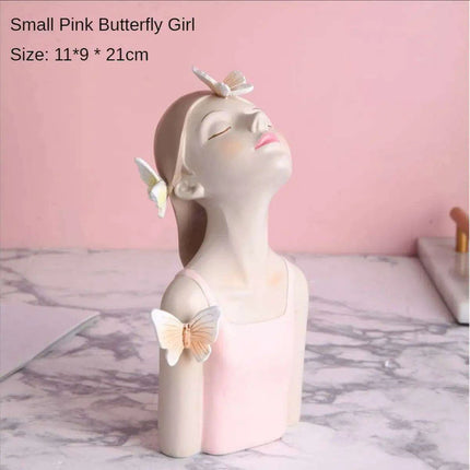 Nordic Elegance Butterfly Maiden Resin Vase - Chic Decorative Accent for Your Home
