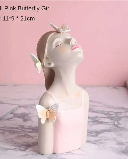 Nordic Elegance Butterfly Maiden Resin Vase - Chic Decorative Accent for Your Home