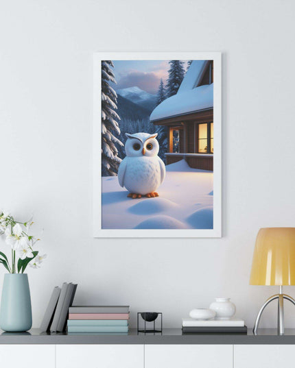 Charming Sustainable Owl Framed Art Print - Maison d'Elite Vertical Poster
