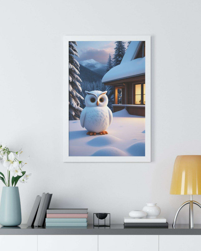 Charming Sustainable Owl Framed Art Print - Maison d'Elite Vertical Poster