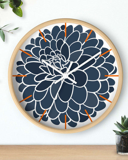 Elegant Dahlia Wooden Wall Clock by Maison d'Excellence - Timeless Sophistication