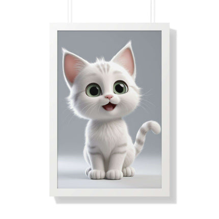 Elegant Feline Vertical Art Poster - Eco-Friendly Framed Design