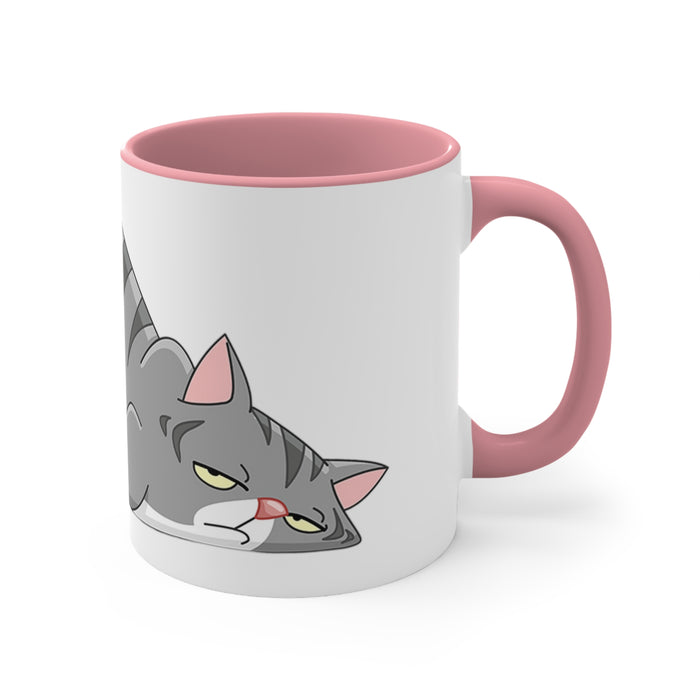 Colorful Cat Accent Coffee Mug - Custom Two-Tone 11oz Design
