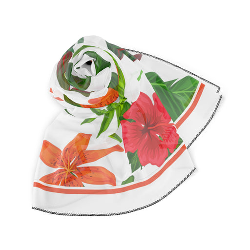 Tropical Floral Sheer Scarf Made from High-Quality Poly Voile and Chiffon