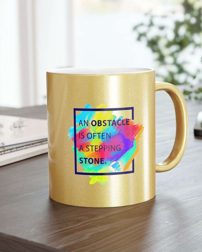 Chic Metallic Ceramic Coffee Mug - Elegant Silver & Gold Design for Stylish Sipping