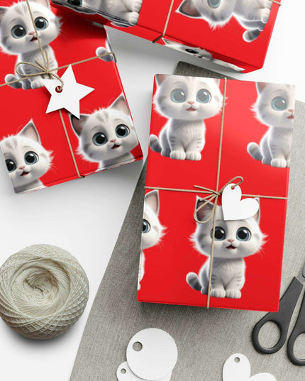 Customized Cat-Inspired Eco-Conscious Gift Wrapping Paper Set in Three Sizes