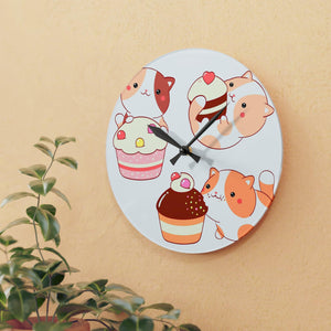 Cute little cats Wall Clocks - Round and Square Shapes, Multiple Sizes | Vibrant Prints, Keyhole Hanging Slot-Home Decor-Printify-10.75'' × 10.75'' (Round)-Très Elite