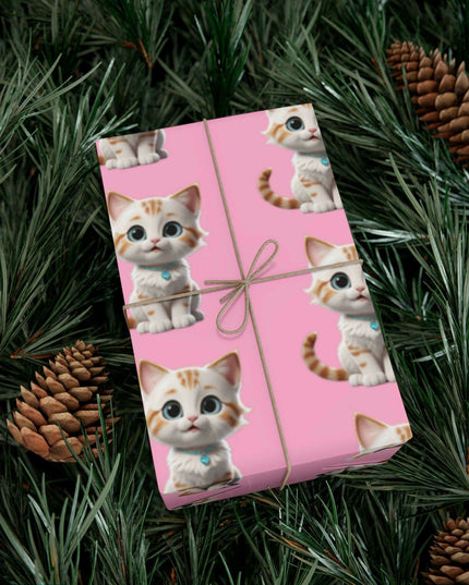 Sustainable Chic Cat-Themed Holiday Gift Wrap Set - Elegant Matte & Satin Choices