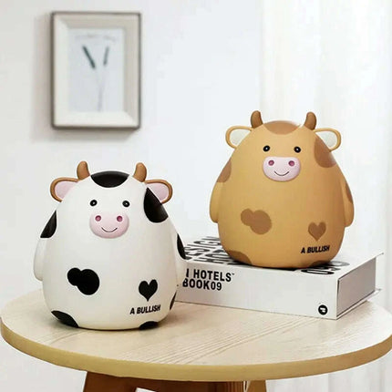 Adorable Cartoon Cow Coin Bank - Cute Vinyl Money Box for Kids - Fun Savings Jar
