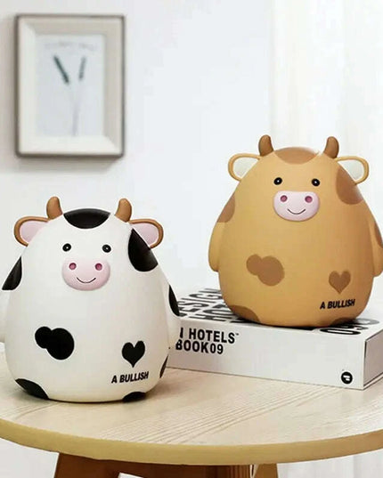 Adorable Cartoon Cow Coin Bank - Cute Vinyl Money Box for Kids - Fun Savings Jar