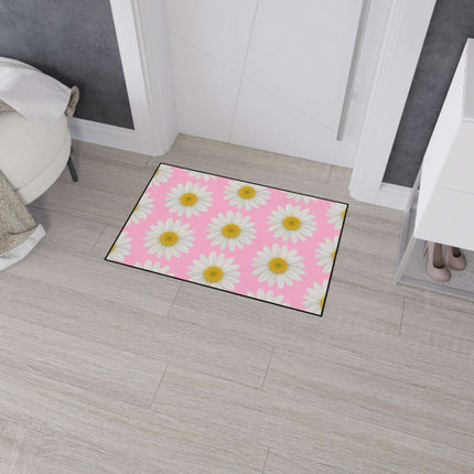 Chic Pink Daisy Personalized Area Rug with Non-Slip Backing - Luxurious Design