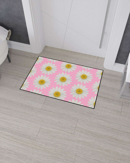 Chic Pink Daisy Personalized Area Rug with Non-Slip Backing - Luxurious Design