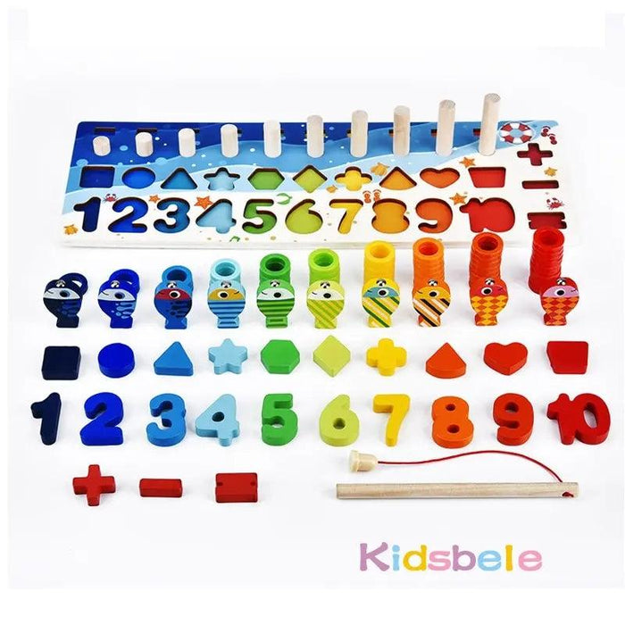 Montessori Math Wooden Puzzle Fishing Game Kit - Educational Toy Set for Young Learners - Enhance Learning & Imaginative Play