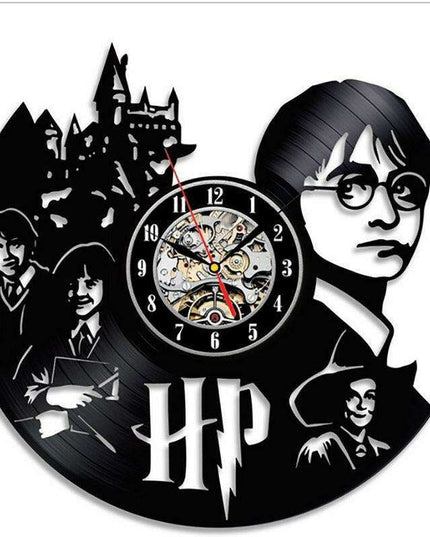 Magical Harry Potter Retro Vinyl Record Wall Clock - Stylish Black Timepiece