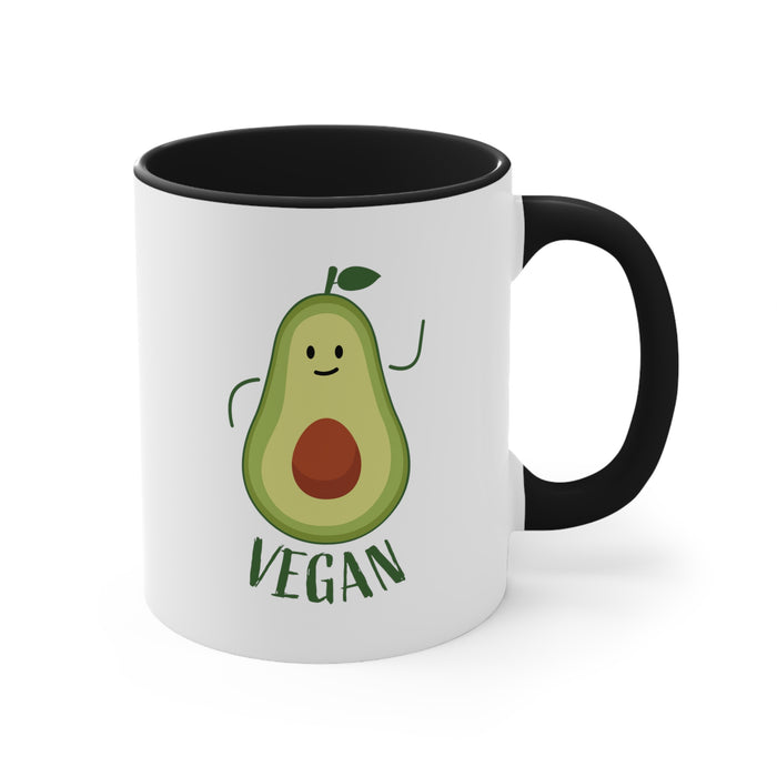 Avocado Vegan Accent Coffee Mug - Custom Two-Tone Design for a Vibrant Morning