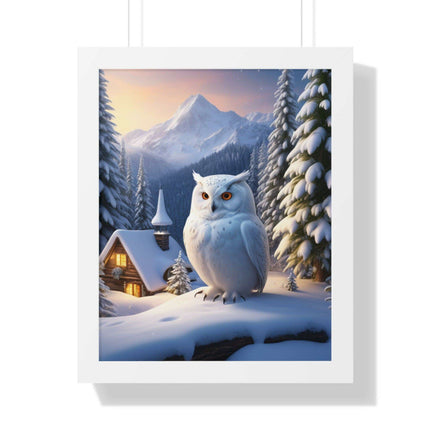 Sustainable Winter Owl Framed Wall Art: Elegant Eco-Friendly Decor for Your Home