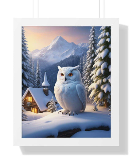Sustainable Winter Owl Framed Wall Art: Elegant Eco-Friendly Decor for Your Home