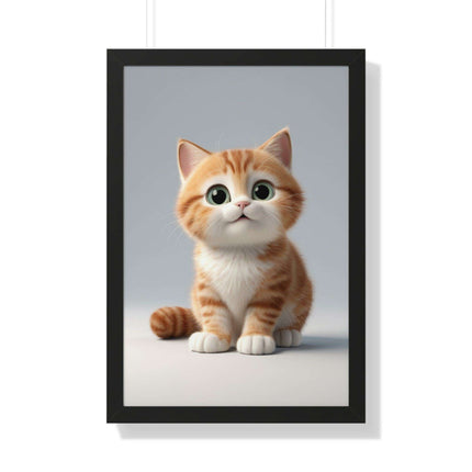 Sustainable Chic Cat Art Framed Print for Eco-Friendly Home Decor
