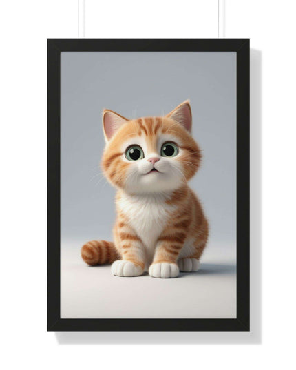 Sustainable Chic Cat Art Framed Print for Eco-Friendly Home Decor
