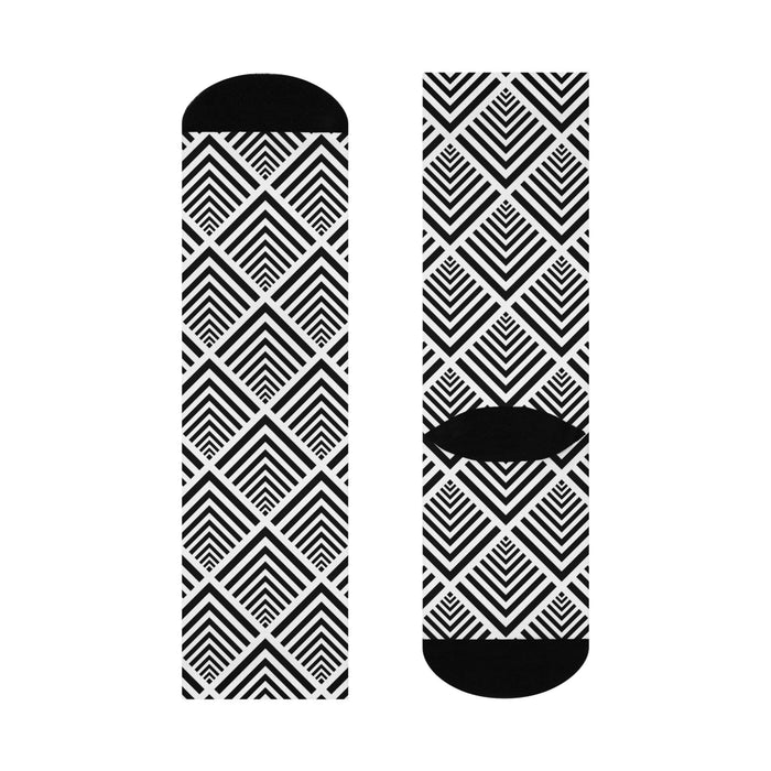 Stylish Geometric Design Crew Socks: Unisex Comfort Footwear for Everyday Wear