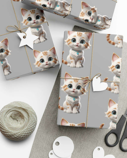 Eco-Conscious Cat Lover's Christmas Gift Wrap Set