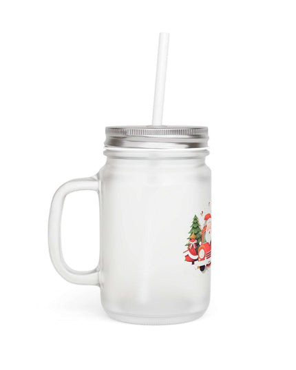 Personalized 16oz Frosted Glass Mason Jar Sipper Set with Straw and Lid