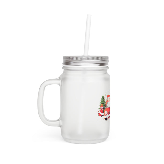 Customized Frosted Glass Mason Jar Sipper Bundle - 16oz with Lid and Straw